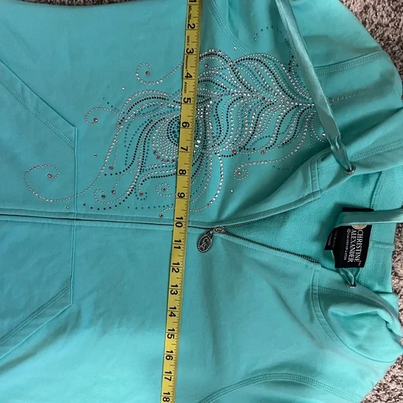 Christine Alexander Teal Embellished Hoodie - Picture 6 of 6